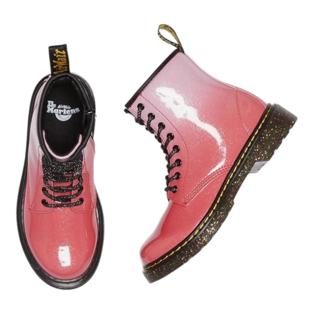 Dr. Martens 1460 Gradient Glitter Lace Up cOMBAT BootS pink Women's Size 6‎ New